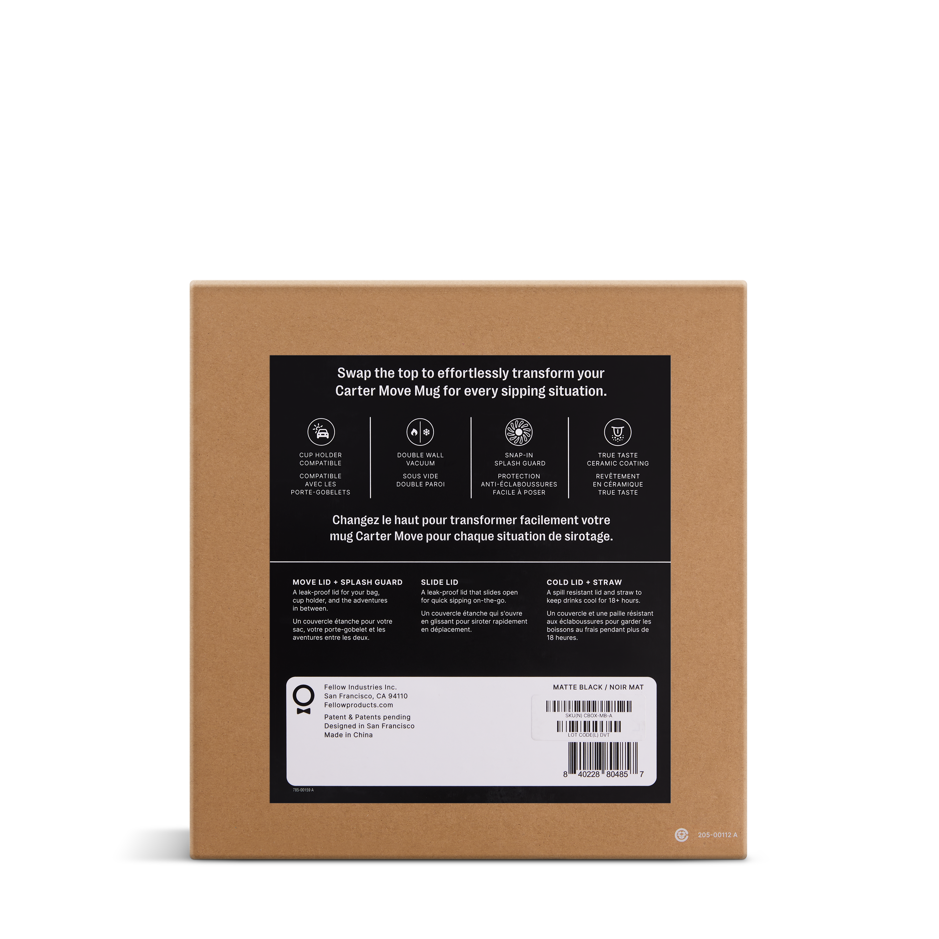 Fellow Carter 3-in-1 Sip System | Thermobecher-Set mit verschiedenen Deckeln