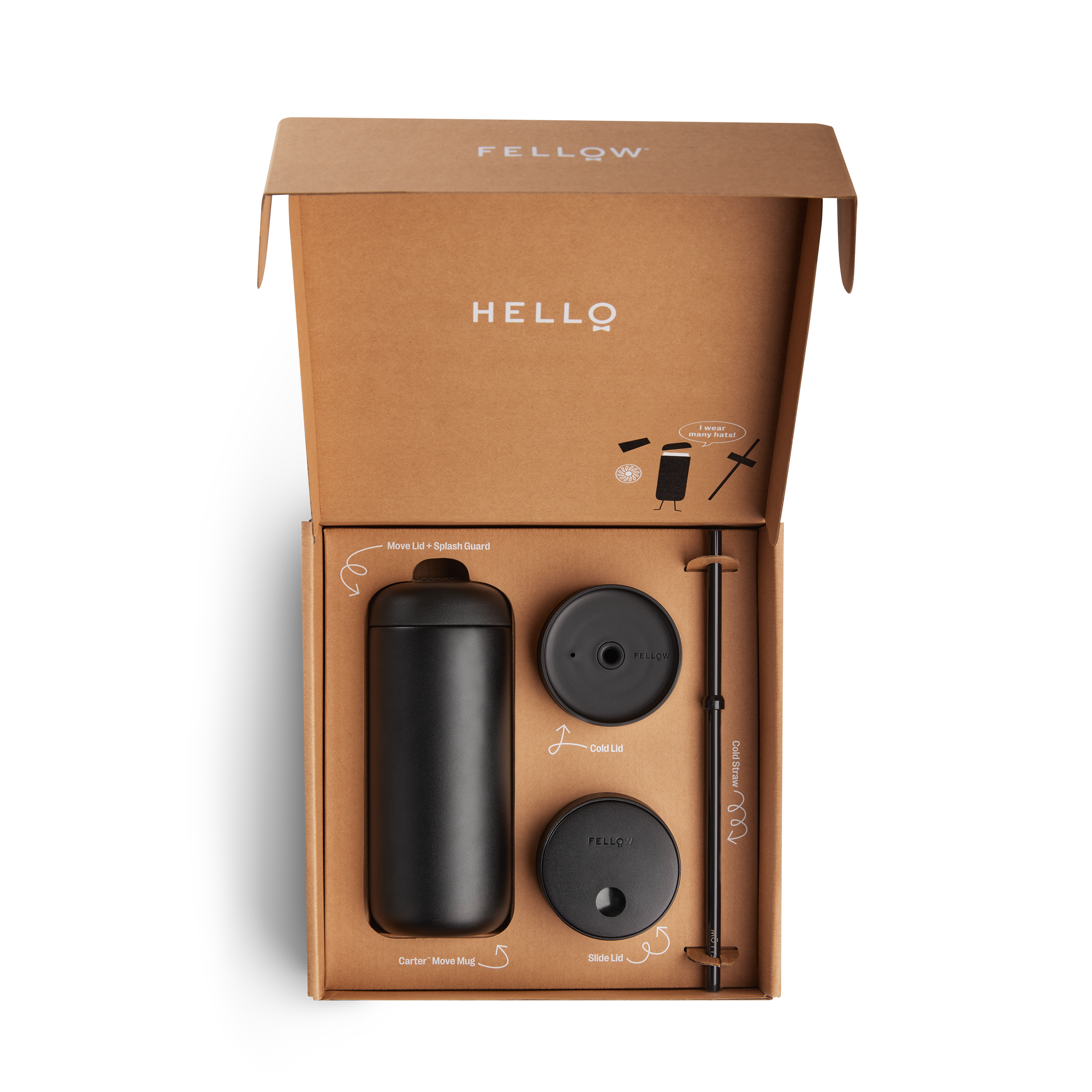 Fellow Carter 3-in-1 Sip System | Thermobecher-Set mit verschiedenen Deckeln