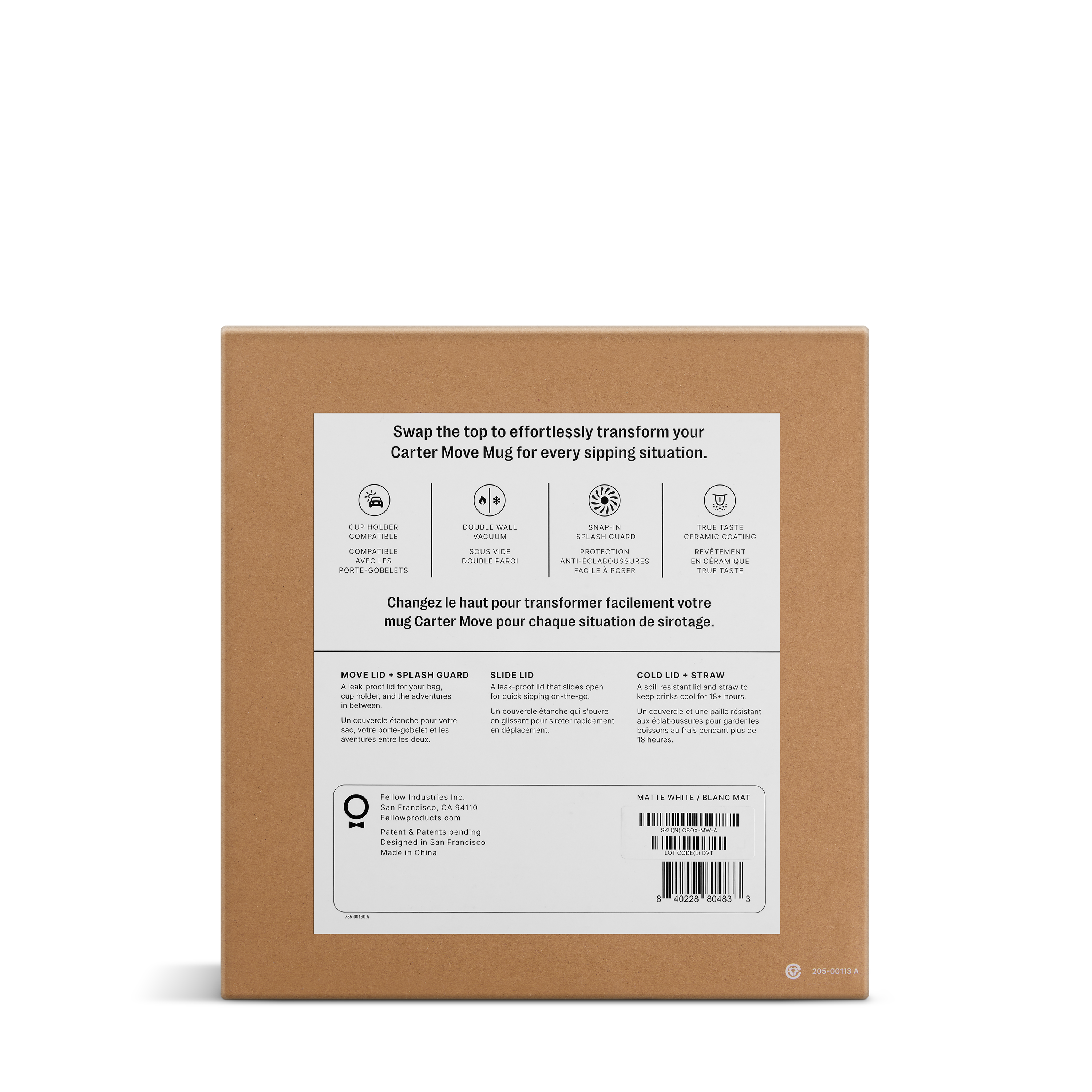 Fellow Carter 3-in-1 Sip System | Thermobecher-Set mit verschiedenen Deckeln