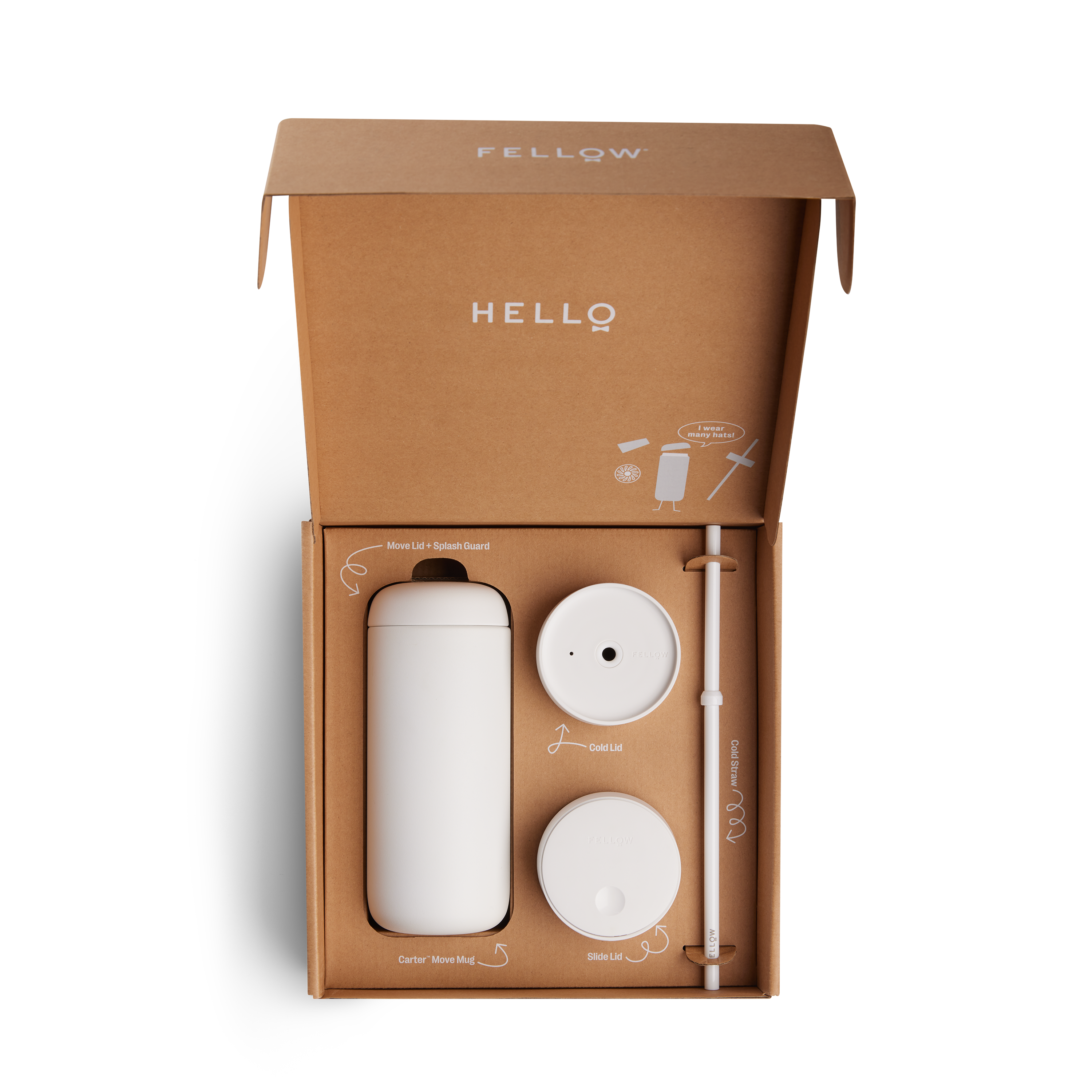 Fellow Carter 3-in-1 Sip System | Thermobecher-Set mit verschiedenen Deckeln