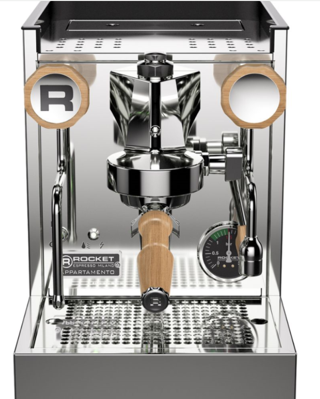 Rocket Appartamento TCA Chrome/Wood – Espressomaschine für Zuhause | Kaphiy GmbH