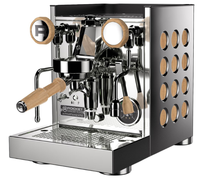 Rocket Appartamento TCA Chrome/Wood – Espressomaschine für Zuhause | Kaphiy GmbH